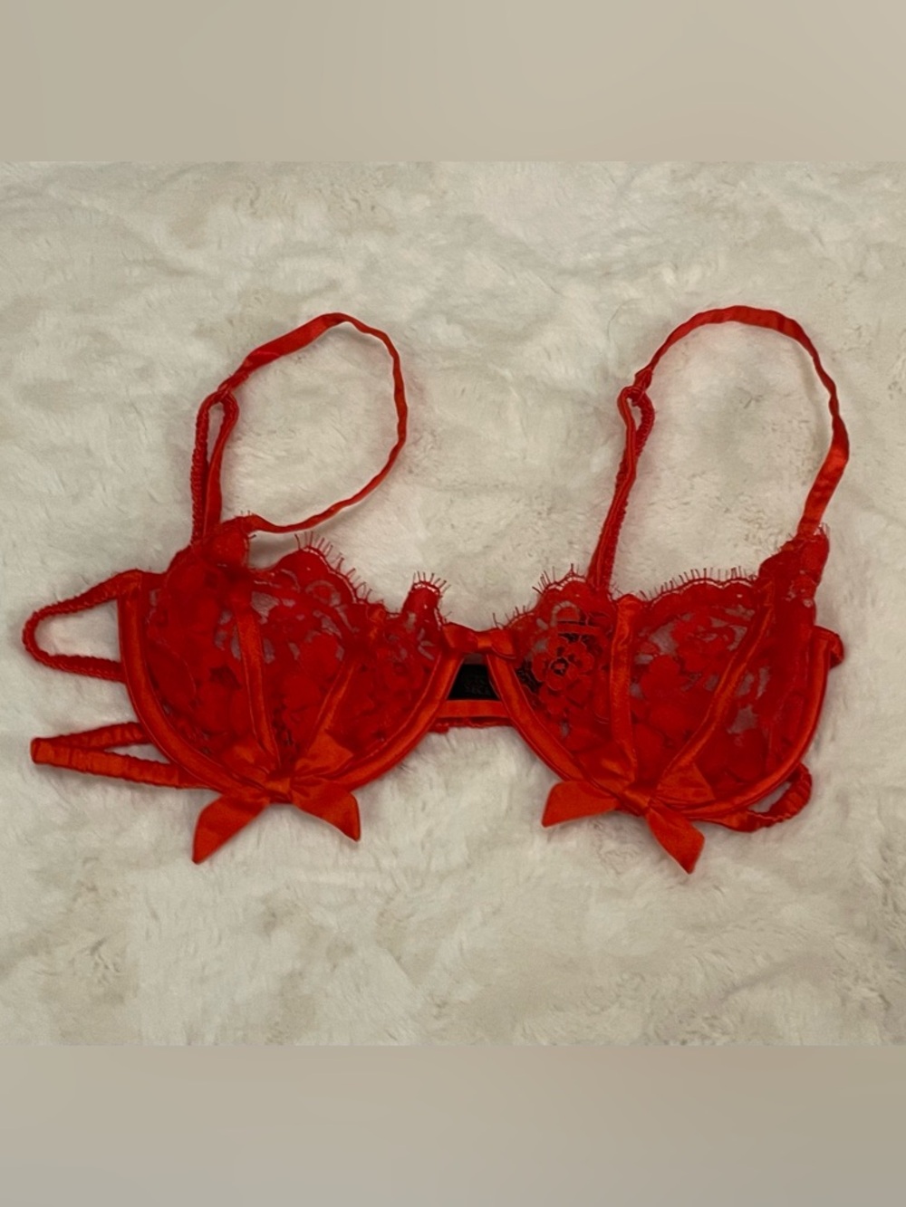 Victoria’s Secret Red Lace Bow Designer Collection Bra